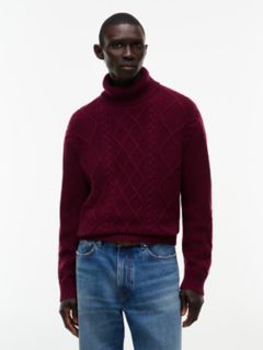 New York Label Wool-Blend Turtleneck — Burgundy 1