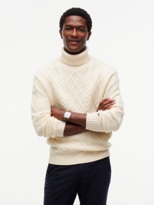 New York Label Wool-Blend Turtleneck, Ivory Petal
