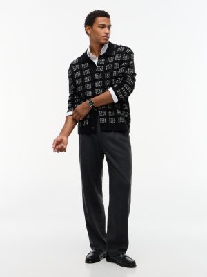 Мужской кардиган Tommy Hilfiger New York Label Wool-Blend Polo Cardigan, цвет: Чёрный — фото 2