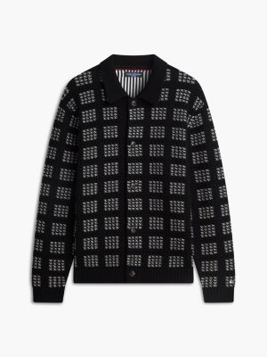 Мужской кардиган Tommy Hilfiger New York Label Wool-Blend Polo Cardigan, цвет: Чёрный — фото 5