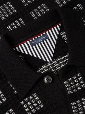 Мужской кардиган Tommy Hilfiger New York Label Wool-Blend Polo Cardigan, цвет: Чёрный — фото 6