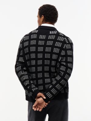 Мужской кардиган Tommy Hilfiger New York Label Wool-Blend Polo Cardigan, цвет: Чёрный — фото 4