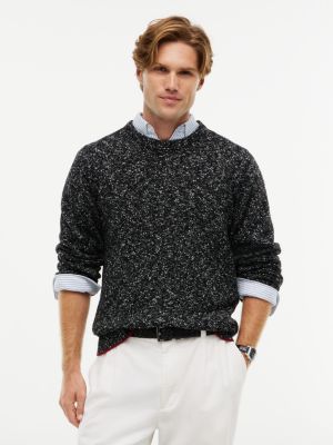 New York Label Donegal Wool-Blend Sweater, Navy Blue