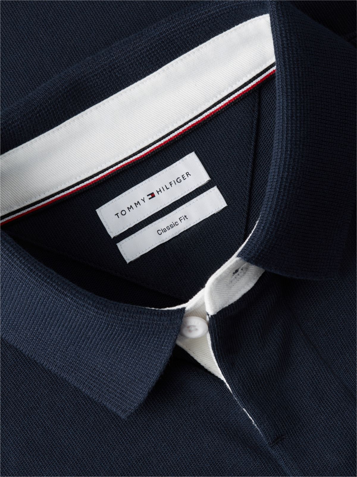 Classic Fit Back Flag Logo Polo — Carbon Navy