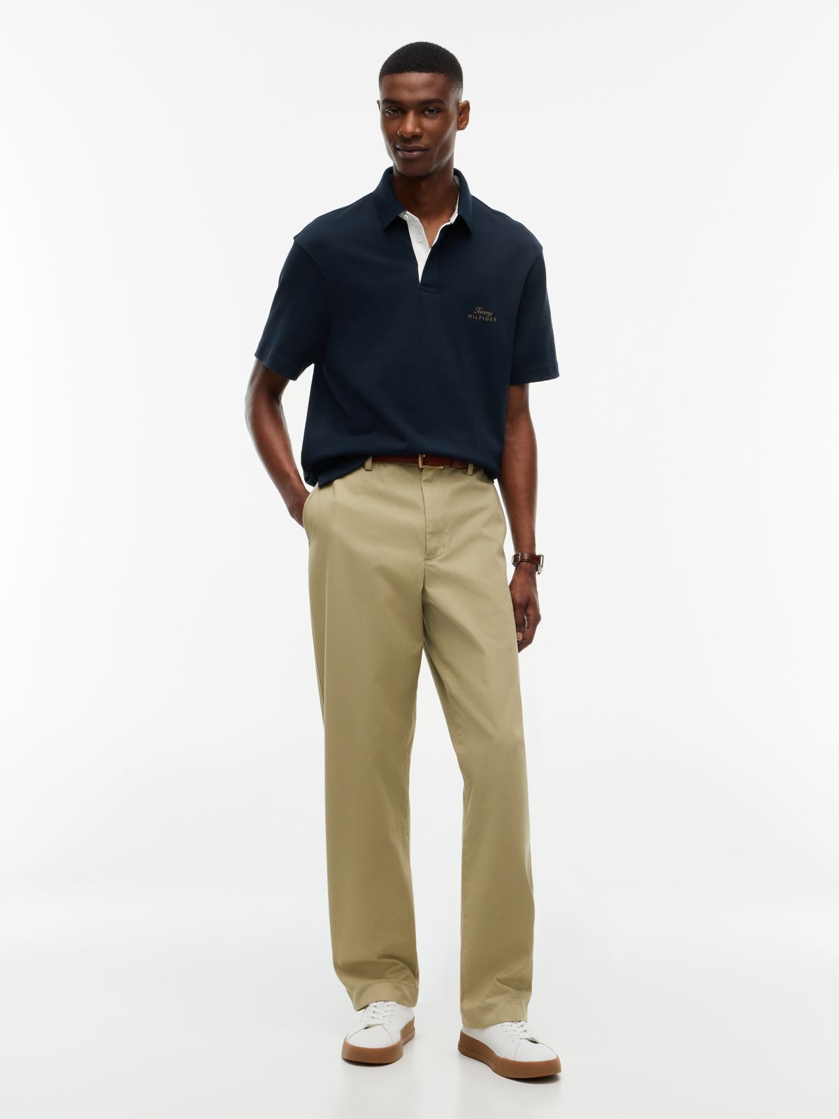 Classic Fit Back Flag Logo Polo — Carbon Navy