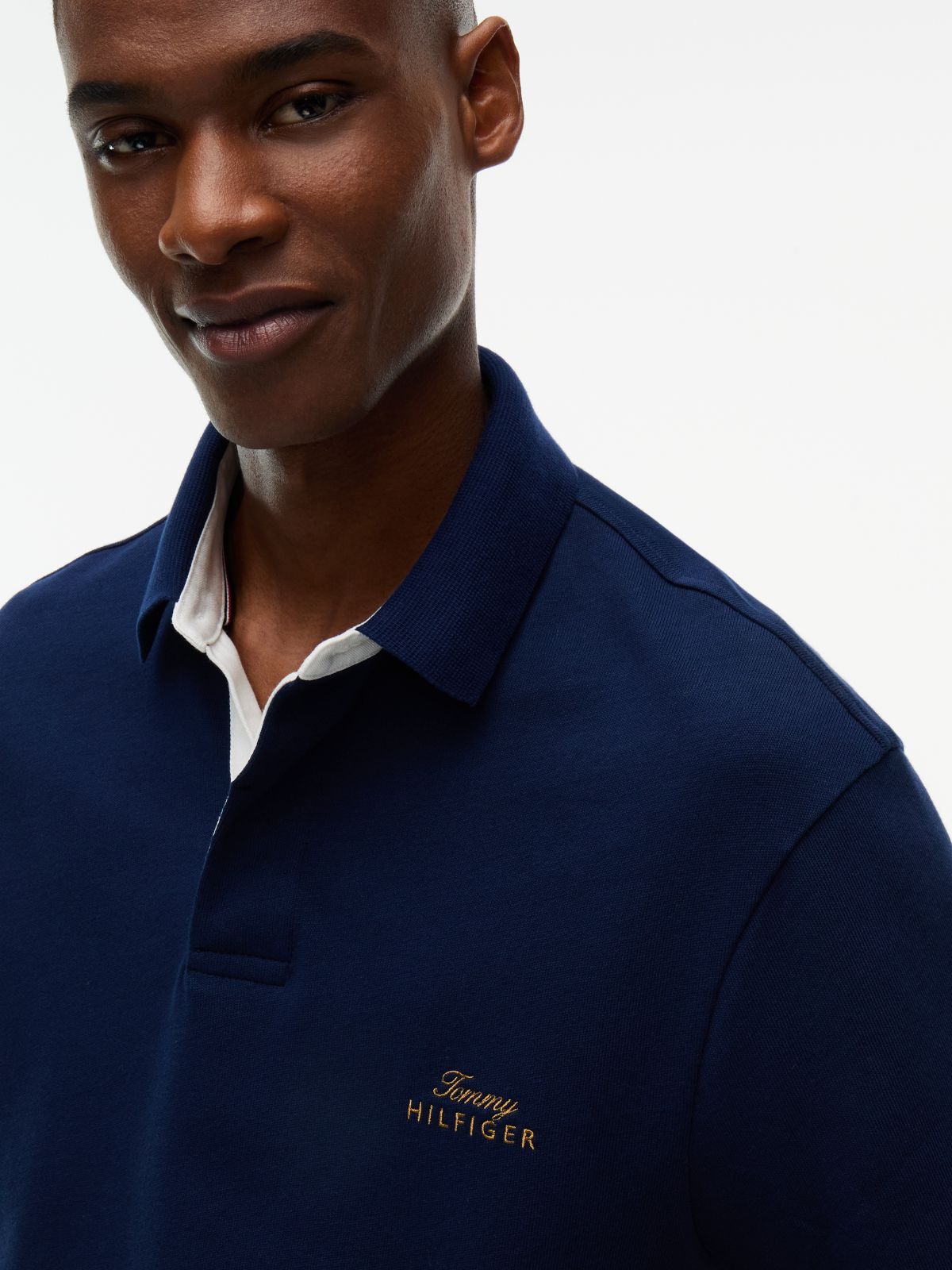 Classic Fit Back Flag Logo Polo — Carbon Navy