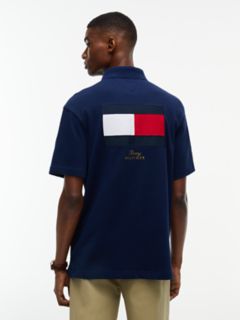 Classic Fit Back Flag Logo Polo — Carbon Navy 4