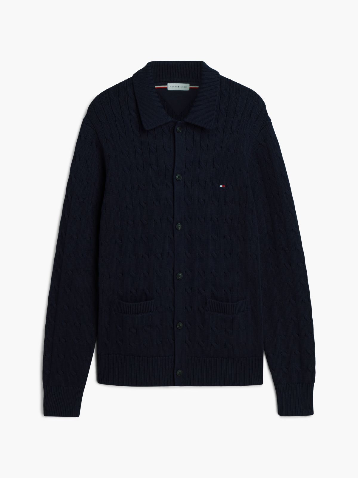 Cable Knit Cardigan — Navy Blue