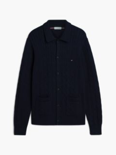 Cable Knit Cardigan — Navy Blue 5