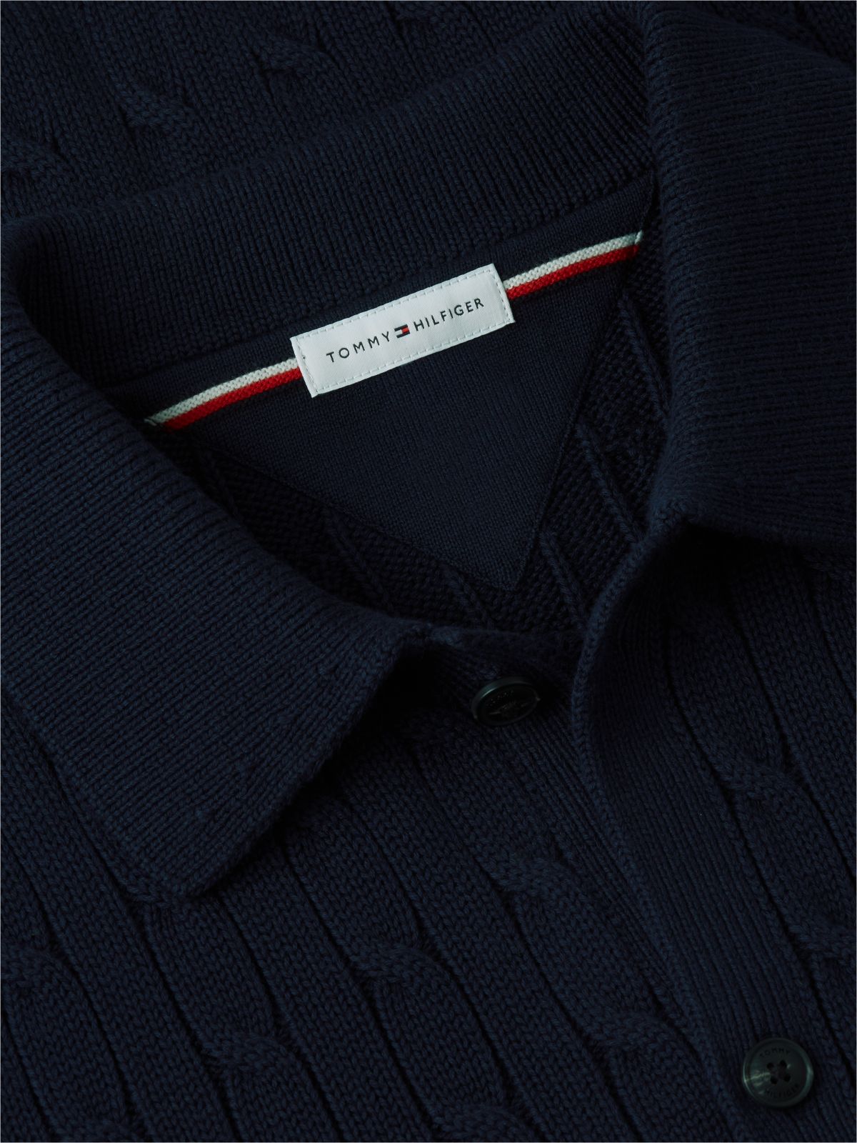 Cable Knit Cardigan — Navy Blue