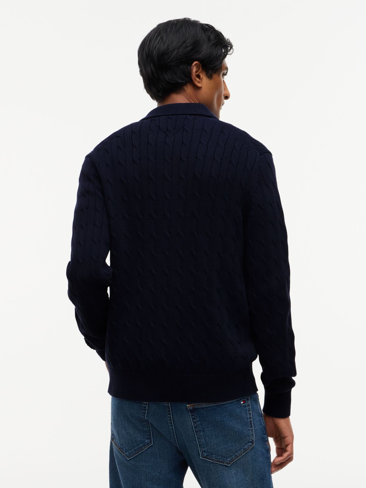 Cable Knit Cardigan — Navy Blue