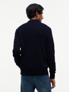 Cable Knit Cardigan — Navy Blue 4