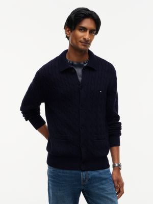 Cable Knit Cardigan, Navy Blue