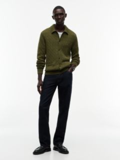 Cable Knit Cardigan — Huntsman Green 2