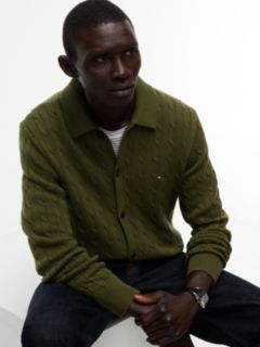 Cable Knit Cardigan — Huntsman Green 3