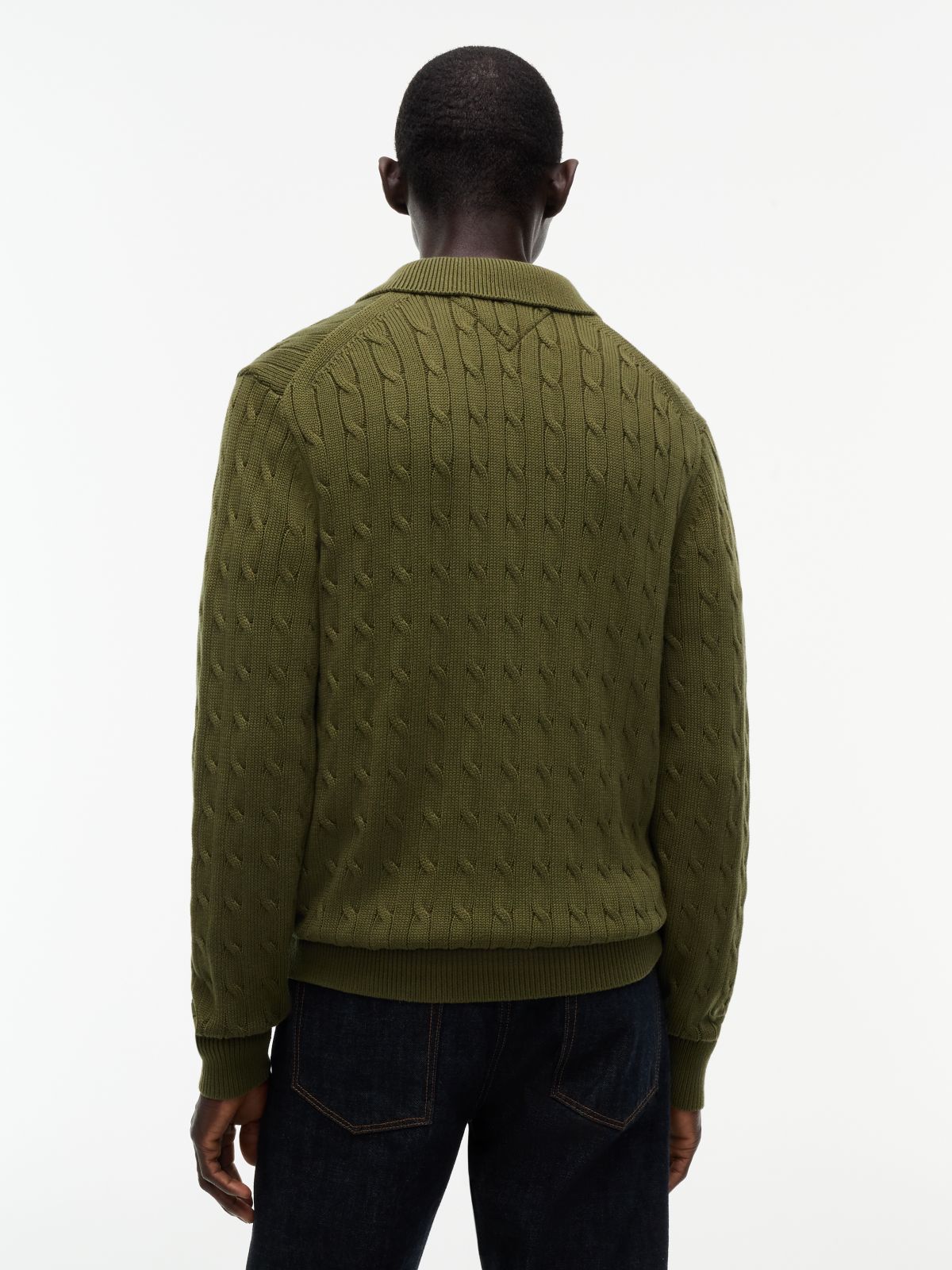 Cable Knit Cardigan — Huntsman Green