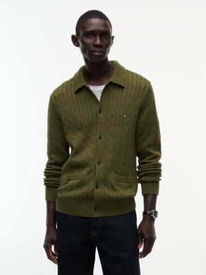 Cable Knit Cardigan, Huntsman Green