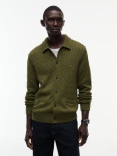 Cable Knit Cardigan — Huntsman Green 1