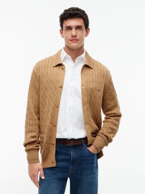 Cable Knit Cardigan, Safari Canvas