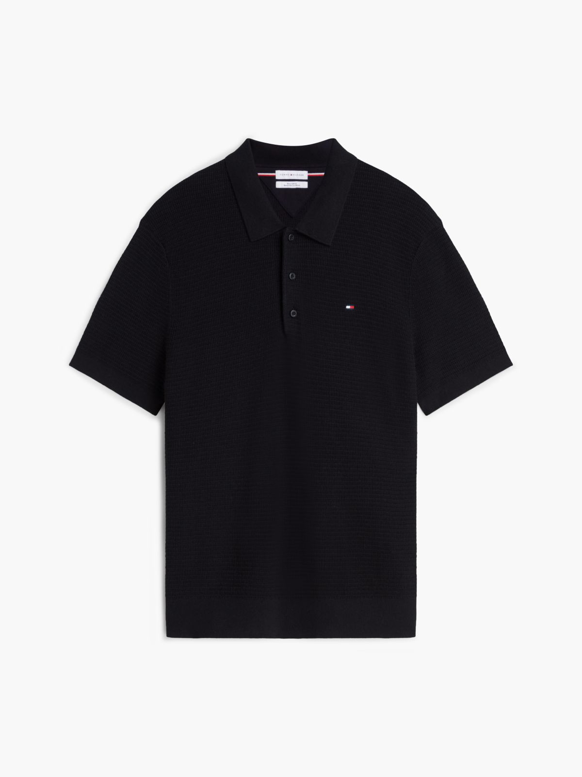 Short-Sleeve Cotton-Cashmere Sweater Polo — Black
