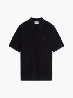 Short-Sleeve Cotton-Cashmere Sweater Polo — Black 5