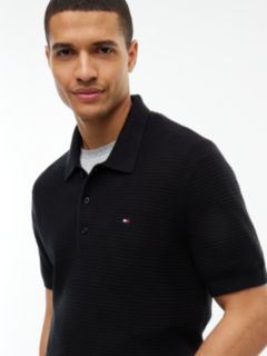 Short-Sleeve Cotton-Cashmere Sweater Polo — Black 3