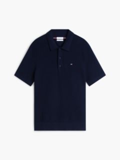 Short-Sleeve Cotton-Cashmere Sweater Polo — Navy Blue 5