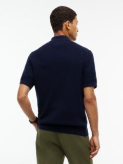 Short-Sleeve Cotton-Cashmere Sweater Polo — Navy Blue 4