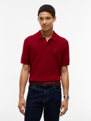 Short-Sleeve Cotton-Cashmere Sweater Polo, Regatta Red