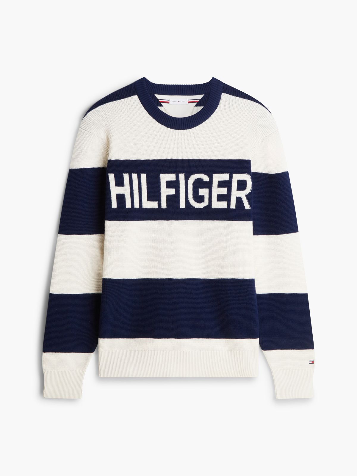 Hilfiger Logo Waffle-Knit Sweater — Carbon Navy