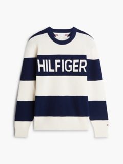 Hilfiger Logo Waffle-Knit Sweater — Carbon Navy 5