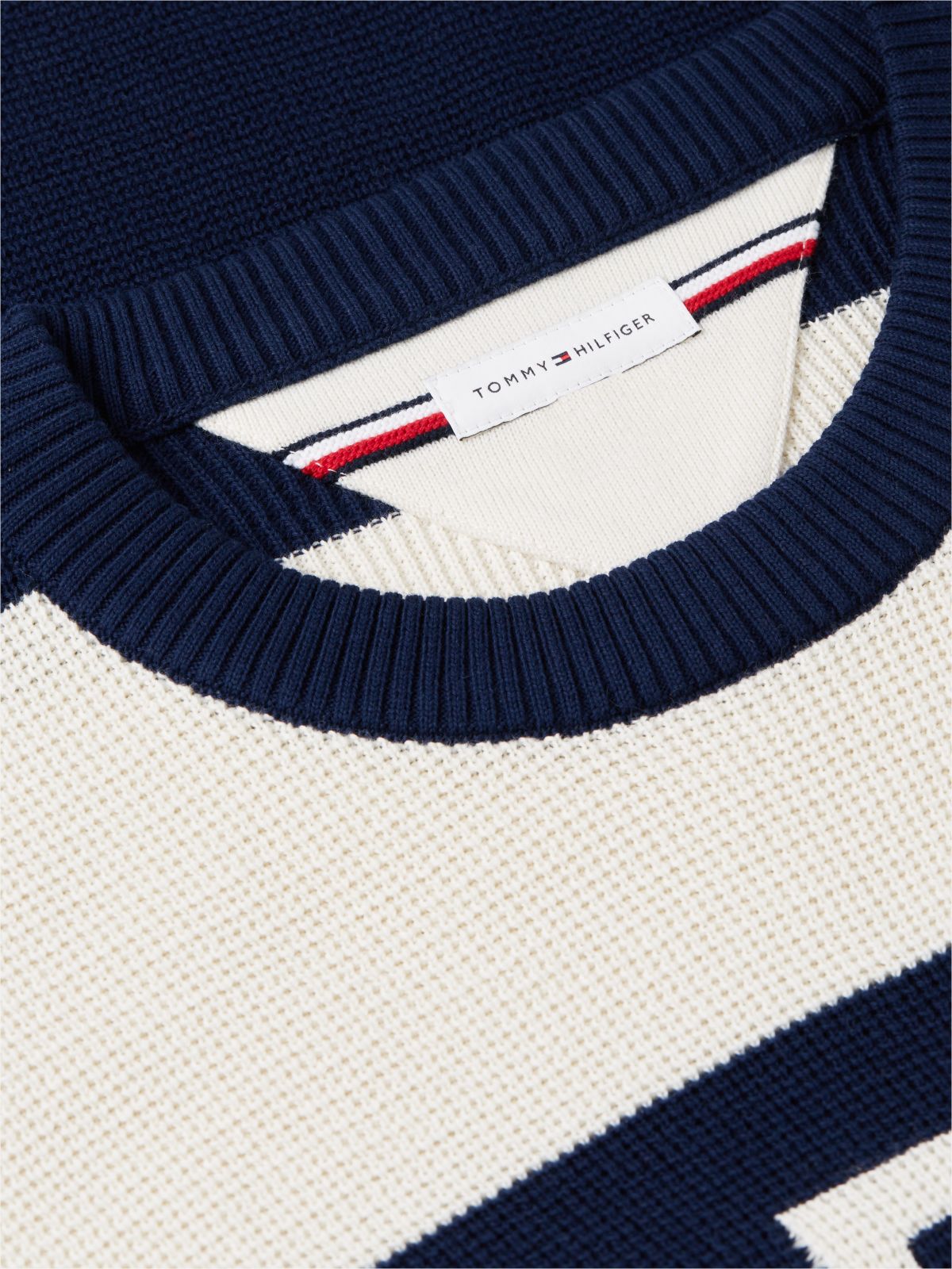 Hilfiger Logo Waffle-Knit Sweater — Carbon Navy