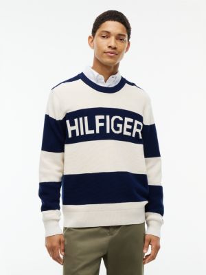Hilfiger Logo Waffle-Knit Sweater, Carbon Navy