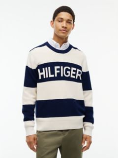 Hilfiger Logo Waffle-Knit Sweater — Carbon Navy 1