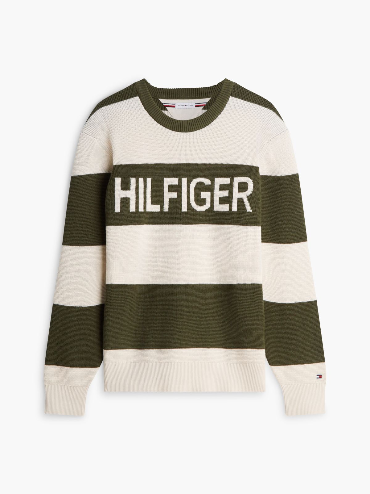 Hilfiger Logo Waffle-Knit Sweater — Huntsman Green