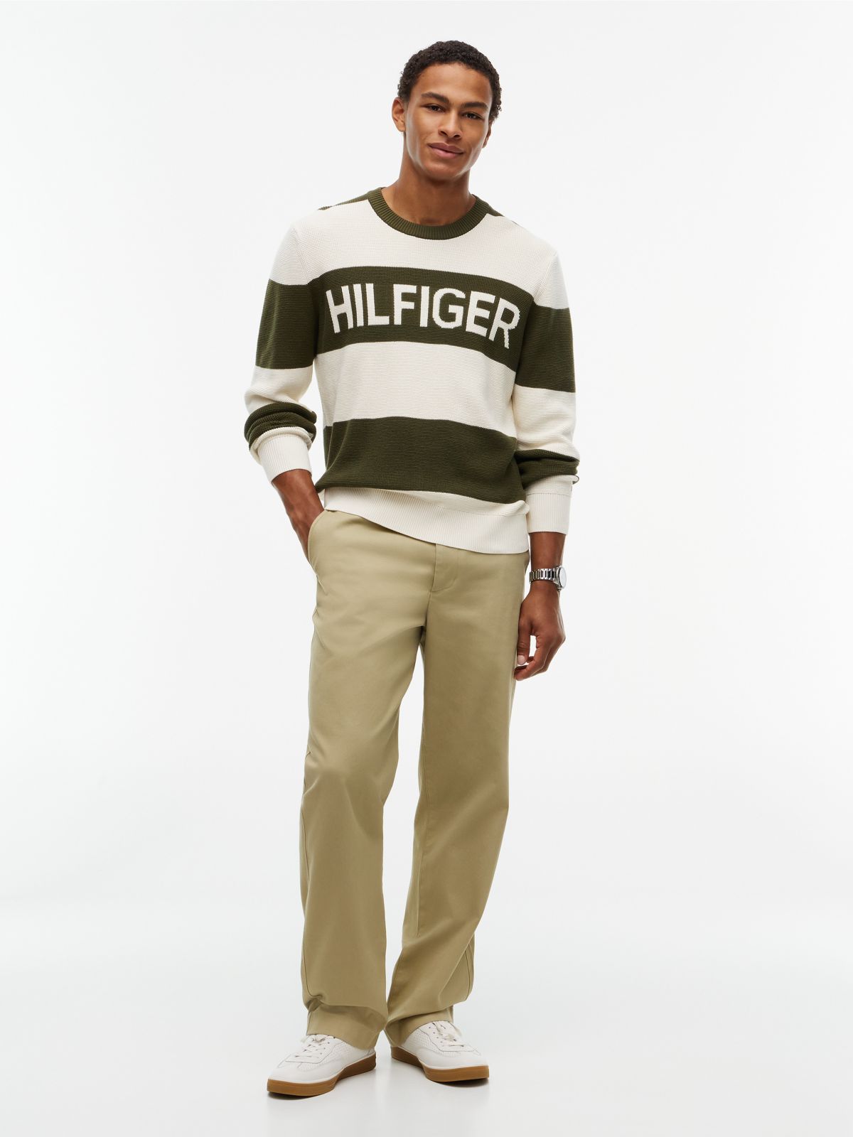 Hilfiger Logo Waffle-Knit Sweater — Huntsman Green