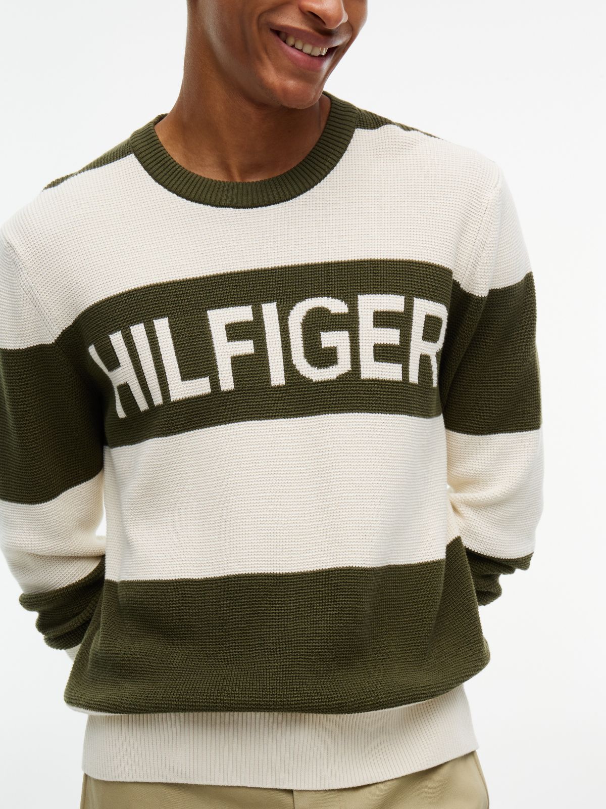 Hilfiger Logo Waffle-Knit Sweater — Huntsman Green