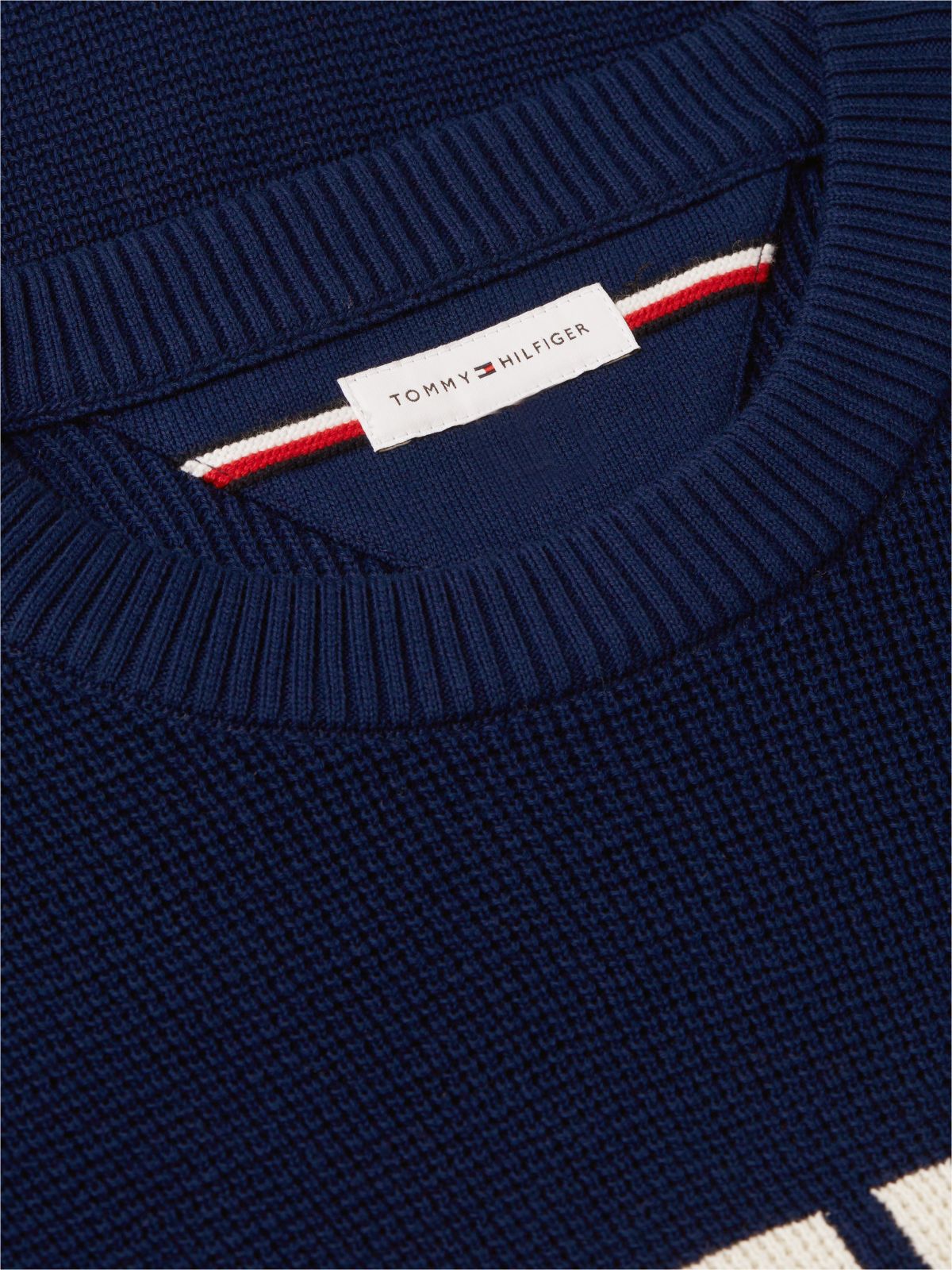 Hilfiger Logo Waffle-Knit Sweater — Carbon Navy