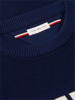 Hilfiger Logo Waffle-Knit Sweater — Carbon Navy 7
