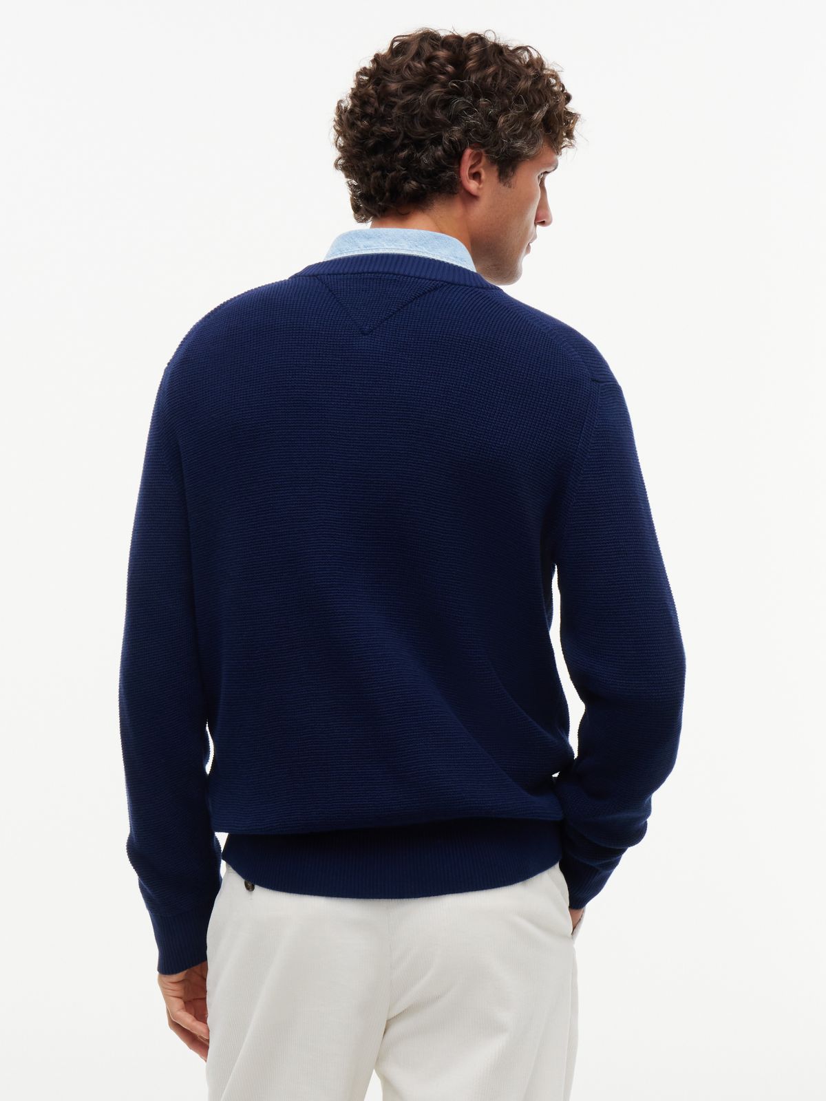 Hilfiger Logo Waffle-Knit Sweater — Carbon Navy