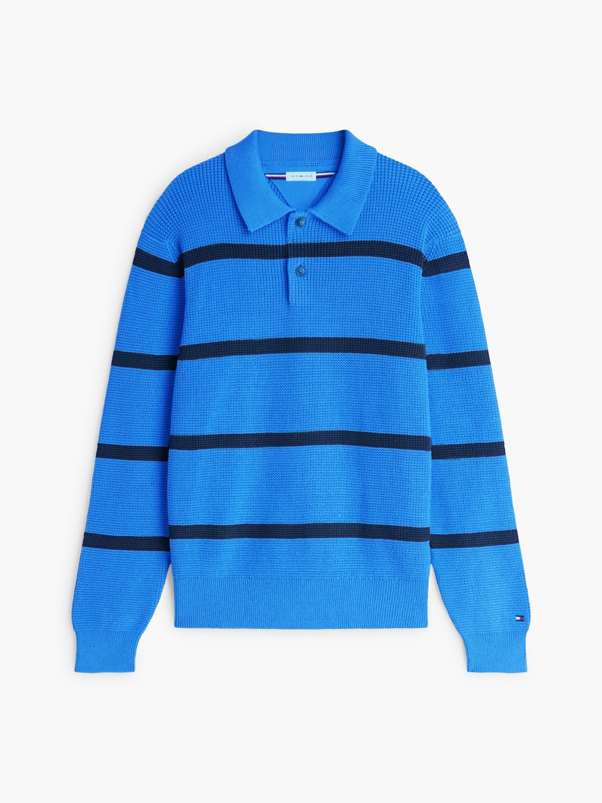 Waffle-Knit Sweater Polo — Blue Spell