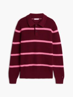 Waffle-Knit Sweater Polo — Burgundy 5