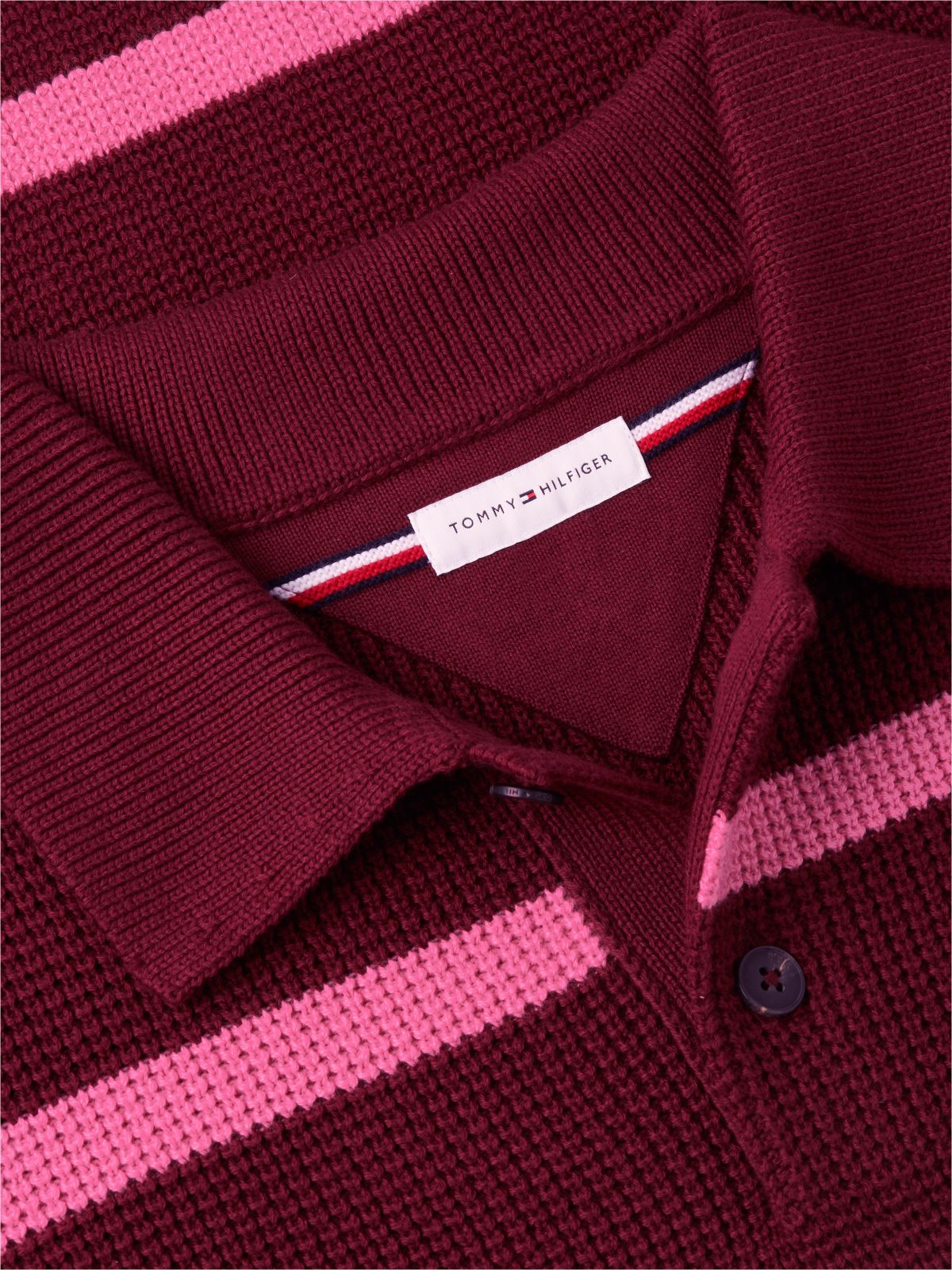 Waffle-Knit Sweater Polo — Burgundy