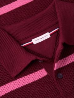 Waffle-Knit Sweater Polo — Burgundy 6