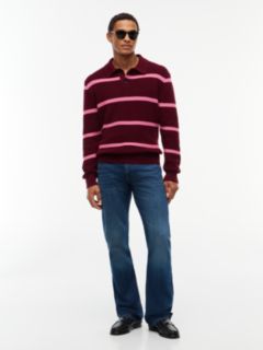 Waffle-Knit Sweater Polo — Burgundy 2