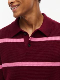 Waffle-Knit Sweater Polo — Burgundy 3