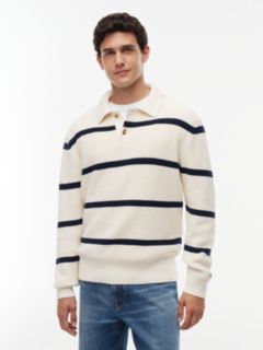 Waffle-Knit Sweater Polo — Ivory Petal 1