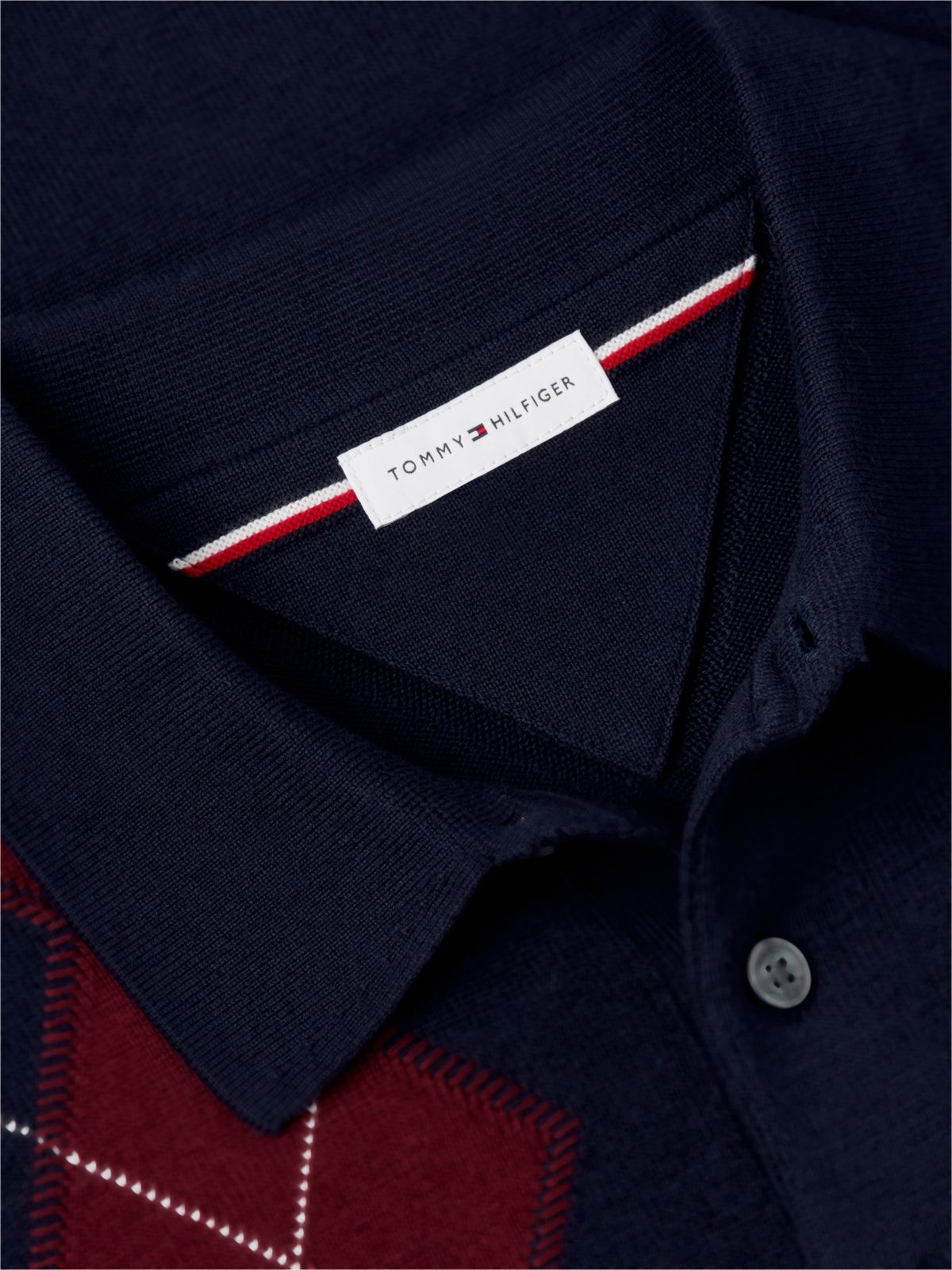 Argyle Sweater Polo — Navy Blue