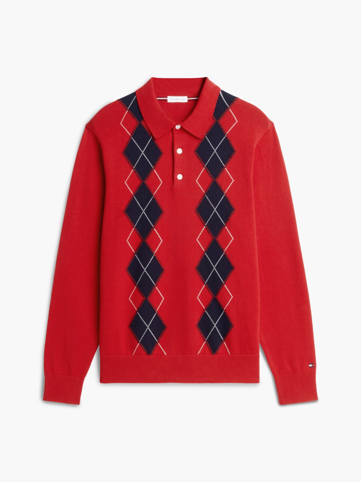 Argyle Sweater Polo — Red