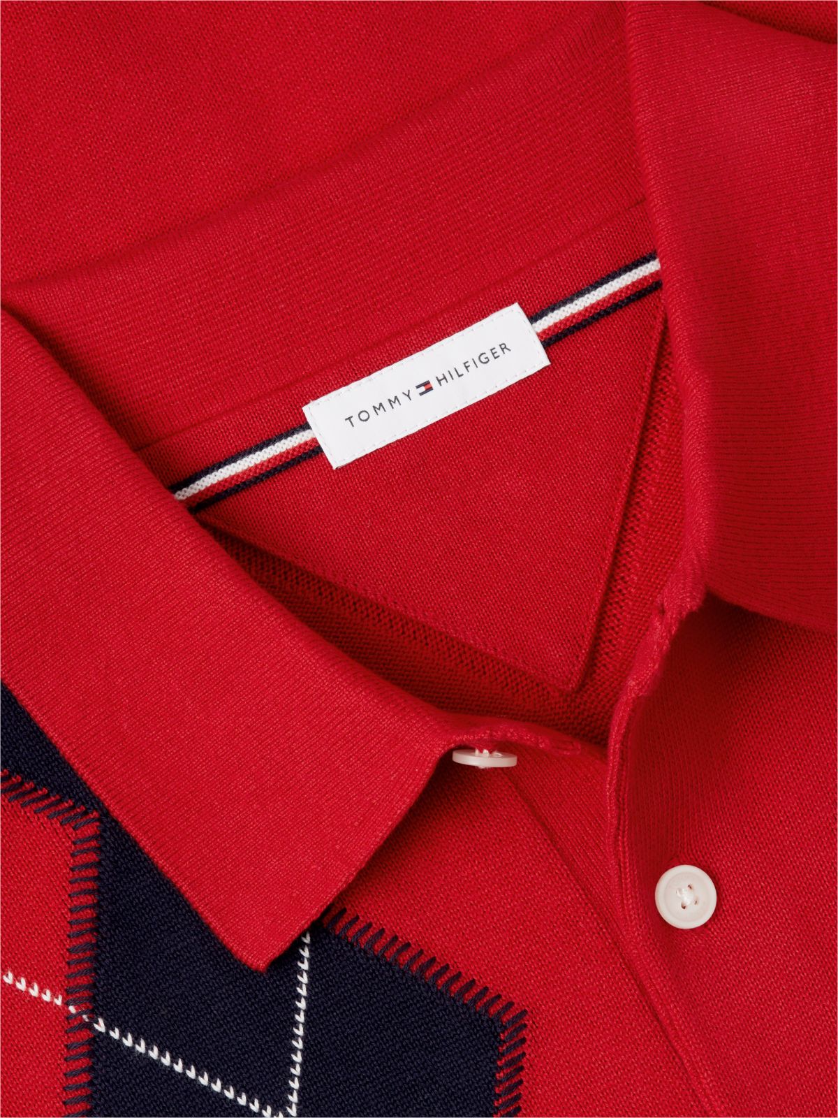 Argyle Sweater Polo — Red